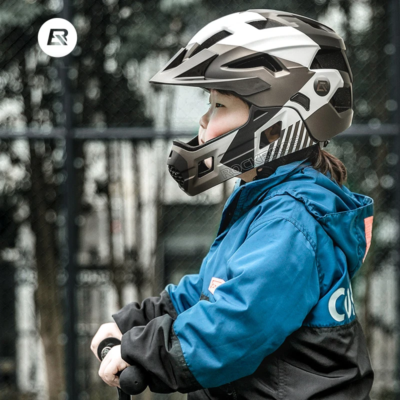 Mountain Biking Full Face Helmet - ROCKBROS Kinderen Afneembare Volledig Gezicht Fietshelm