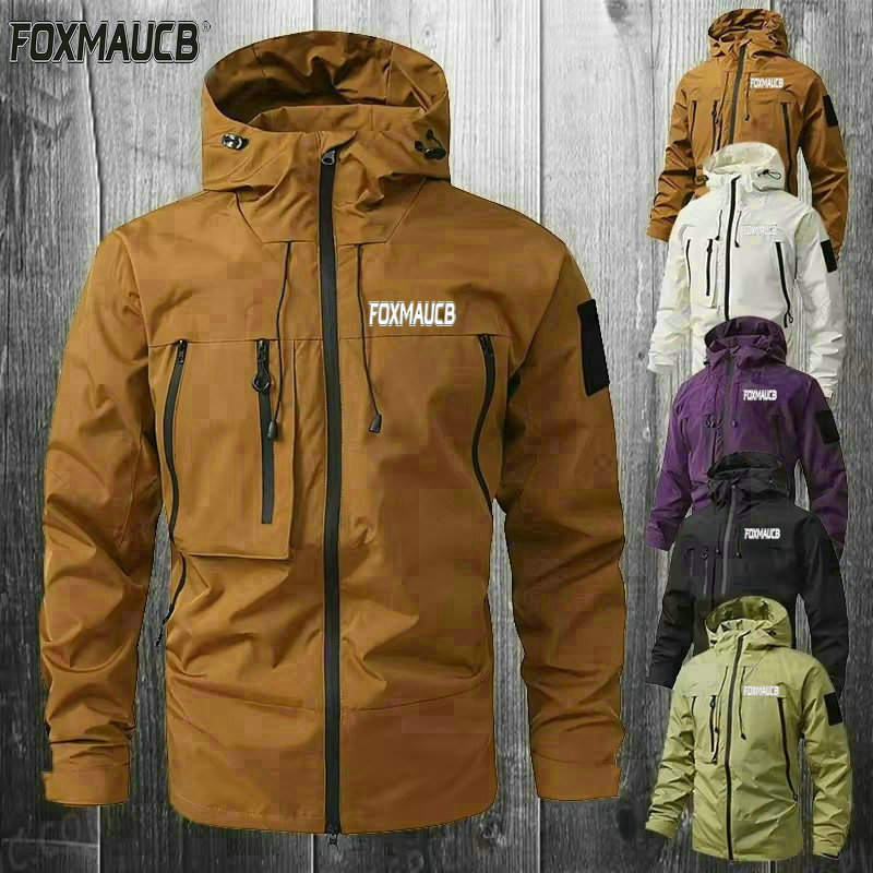 Mountain Biking Rain Jacket - FOXMAUCB Fietsen Regenjas Heren Waterdichte Capuchon